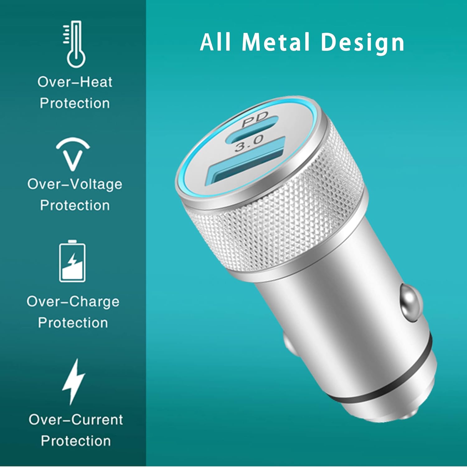 LUOSIKE Car Charger and 2 Cables, 38W USB C Adapter with 2 Port (PD/QC), 12V/24V Car/Truk Charger, Compatible with iP  14/13/12/11/Pro/Max/Plus/Mini/SE