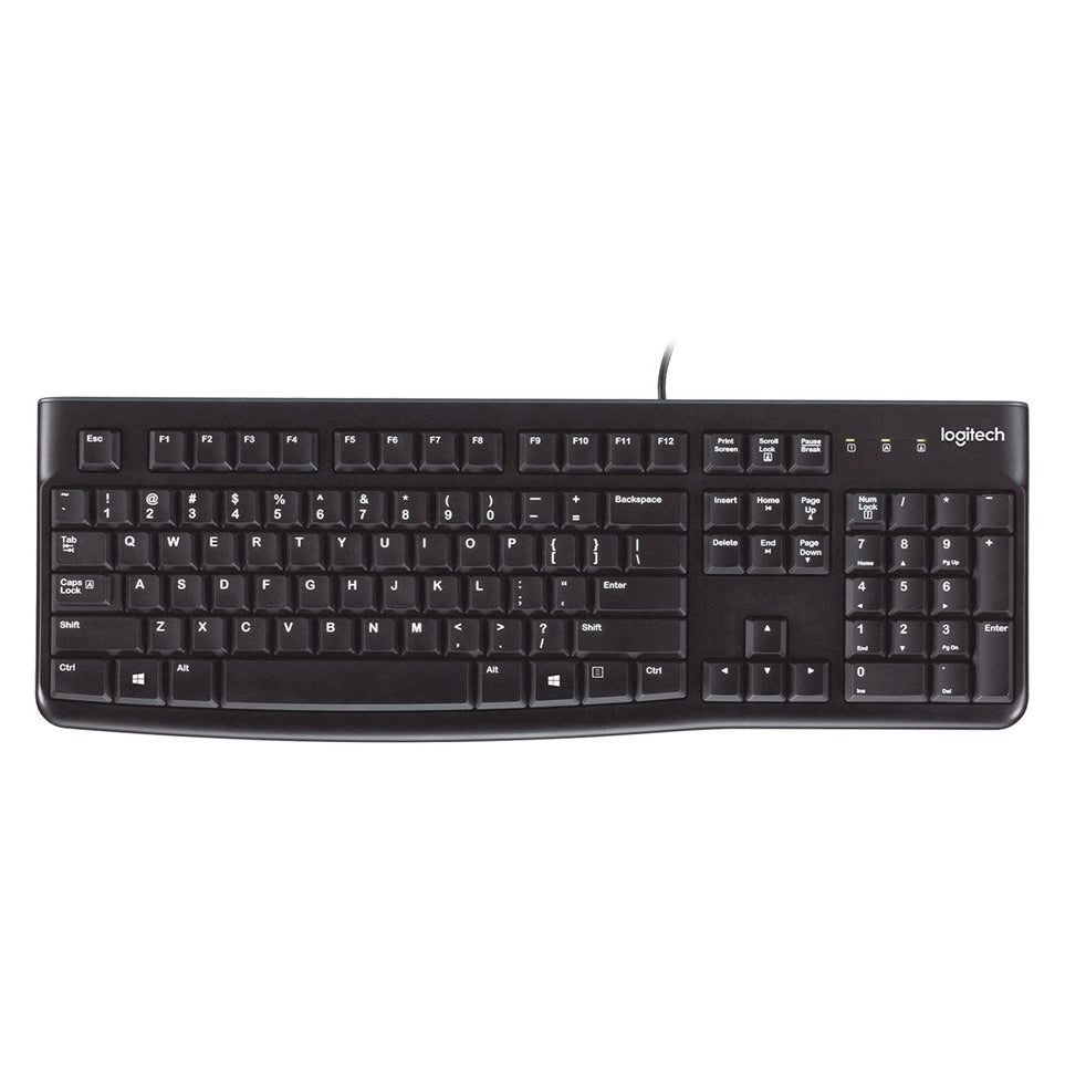 Logitech K120 Full Size Wired Keyboard USB Plug-and-Play Windows - Black