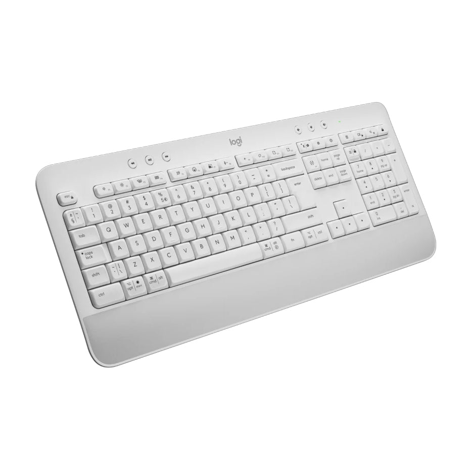 Logitech Signature K650 Comfort Full-Size Wireless Keyboard with Wrist Rest, BLE Bluetooth or Logi Bolt USB Receiver, Deep-Cushioned Keys, Numpad, Compatible with Most O-S/PC/Window - Off White