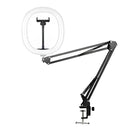 Luxure 10" LED Ring Light with Overhead Phone Mount for Desk with Stand and Remote MZ-10