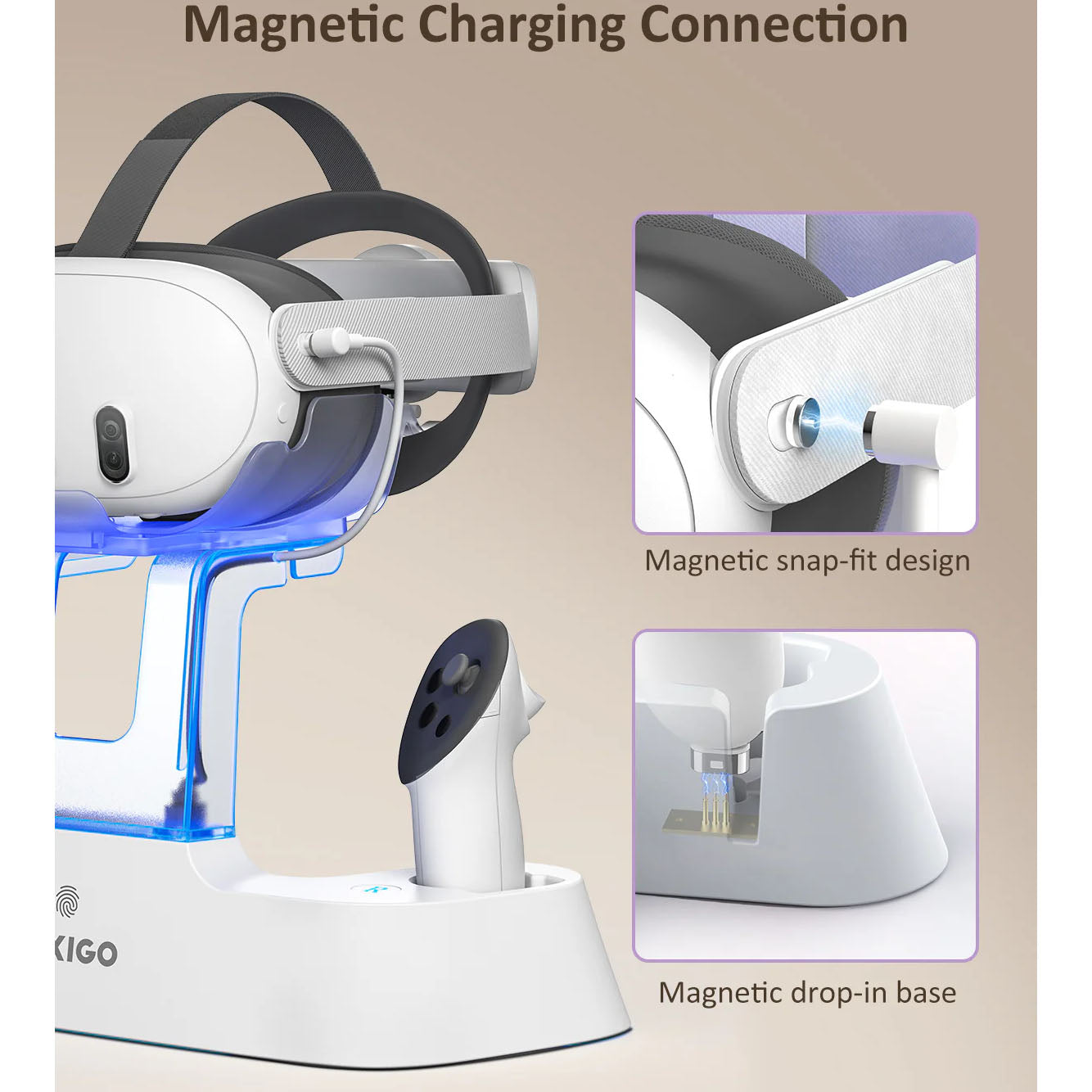 NexiGo Charging Dock for Meta Quest 3, VR Charging Station Quest 3, Charger Display Stand with 2 Rechargeable Batteries