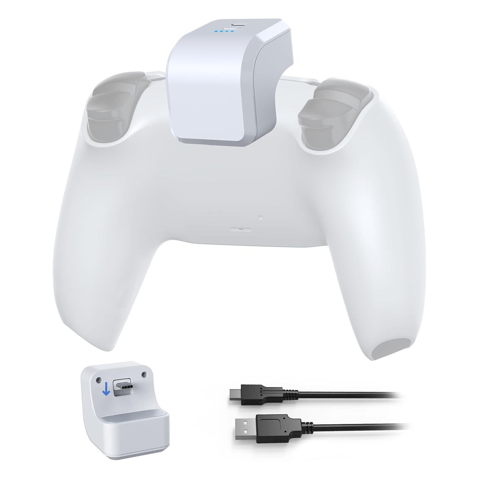 NexiGo PS5 Rechargeable Battery Pack,1600mAh DualSense Controller Battery Pack with LED Indicator, Play and Charge Kit for Playstation 5 Controller with USB Type-C Charging Cable