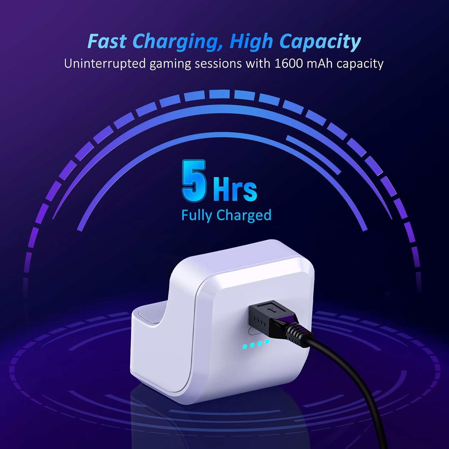 NexiGo PS5 Rechargeable Battery Pack,1600mAh DualSense Controller Battery Pack with LED Indicator, Play and Charge Kit for Playstation 5 Controller with USB Type-C Charging Cable