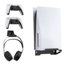NexiGo Wall Mount Set for PlayStation 5 (Disc & Digital), [Space Saving & Improved Airflow] Sturdy Steel Wall Stand Holder Mount PS5 Console Near or Behind TV w/Controller Holder & Headphone Hanger