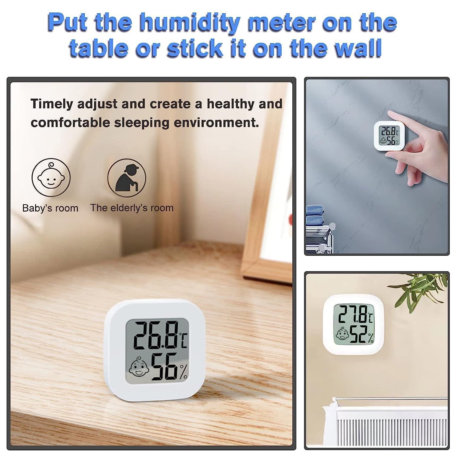 OPPERD 4 PCS LCD Digital Hygrometer Thermometer, Indoor Hygrometer Thermometer with Temperature Humidity Monitor for Bedroom