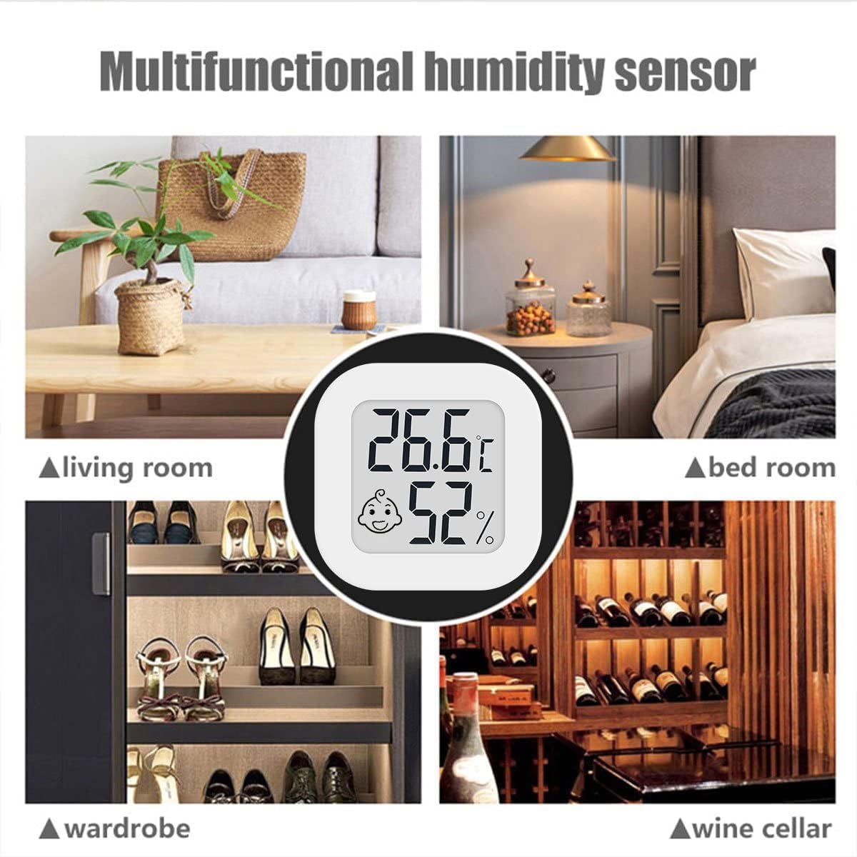 OPPERD 4 PCS LCD Digital Hygrometer Thermometer, Indoor Hygrometer Thermometer with Temperature Humidity Monitor for Bedroom