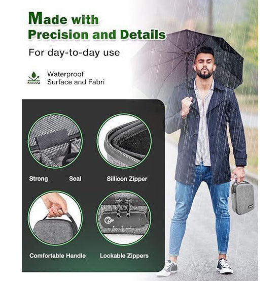 OZCHIN Smell Proof Bag with Combination Lock Odorless Carbon Lined Hard PU Stash Box Odor Proof Container Medicine Organizer Case Travel Carrying Storage Bag (Grey)