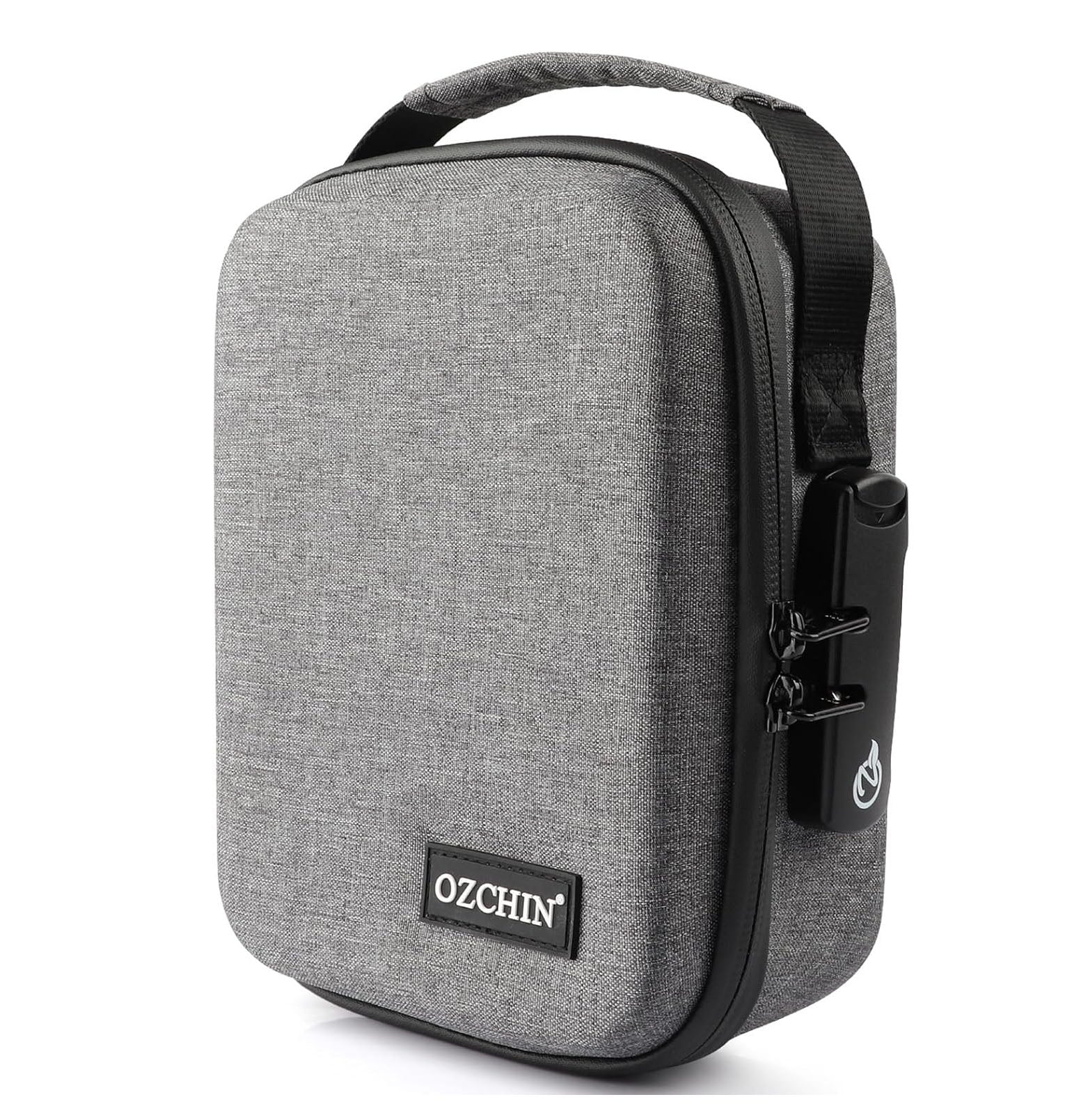 OZCHIN Smell Proof Bag with Combination Lock Odorless Carbon Lined Hard PU Stash Box Odor Proof Container Medicine Organizer Case Travel Carrying Storage Bag (Grey)