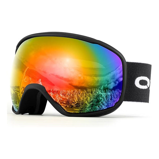 Odoland OTG Ski Goggles with Anti-fog, Anti-glare Lens UV400 Protection Adult Snow Goggles, Double Spherical Goggles for Skiing Skating Snowmobiles and Snowboards Suit Men and Women