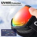 Odoland OTG Ski Goggles with Anti-fog, Anti-glare Lens UV400 Protection Adult Snow Goggles, Double Spherical Goggles for Skiing Skating Snowmobiles and Snowboards Suit Men and Women