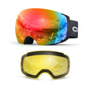 Odoland Ski Goggles Set with Detachable Magnetic Lens, Frameless Interchangeable Lens for Cloudy or Sunny, Anti-Fog UV Protection Men Women Snow Goggles for Skating Skiing and Snowboard