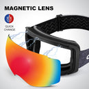 Odoland Ski Goggles Set with Detachable Magnetic Lens, Frameless Interchangeable Lens for Cloudy or Sunny, Anti-Fog UV Protection Men Women Snow Goggles for Skating Skiing and Snowboard