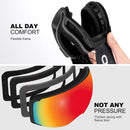 Odoland Ski Goggles Set with Detachable Magnetic Lens, Frameless Interchangeable Lens for Cloudy or Sunny, Anti-Fog UV Protection Men Women Snow Goggles for Skating Skiing and Snowboard