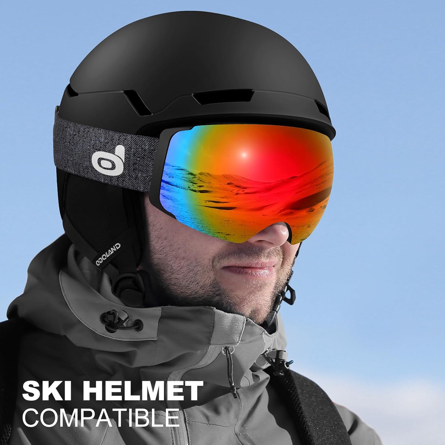 Odoland Ski Goggles Set with Detachable Magnetic Lens, Frameless Interchangeable Lens for Cloudy or Sunny, Anti-Fog UV Protection Men Women Snow Goggles for Skating Skiing and Snowboard