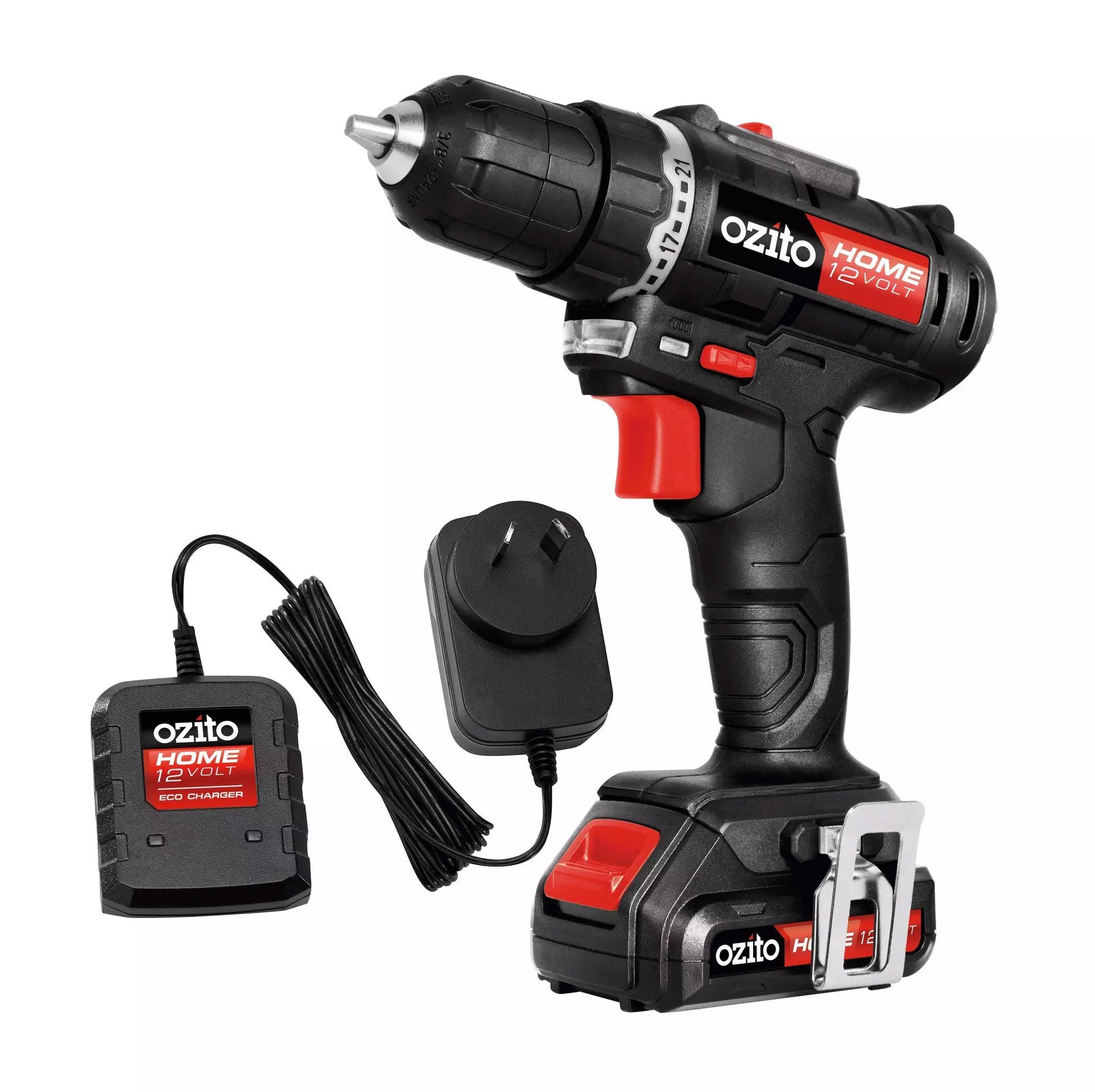 Ozito 12V Cordless Hammer Drill Driver Kit | Variable Speed With LED Work Light ZLDDK-150U