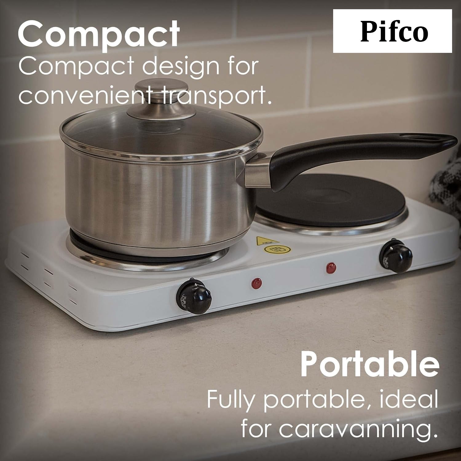 Pifco Double Hot plate, Electric Double Hob, Multifunctional and Portable, 2000W High Power, Fast and Uniform Heating, Easy to Clean,Ideal for Home, Kitchens or Travel