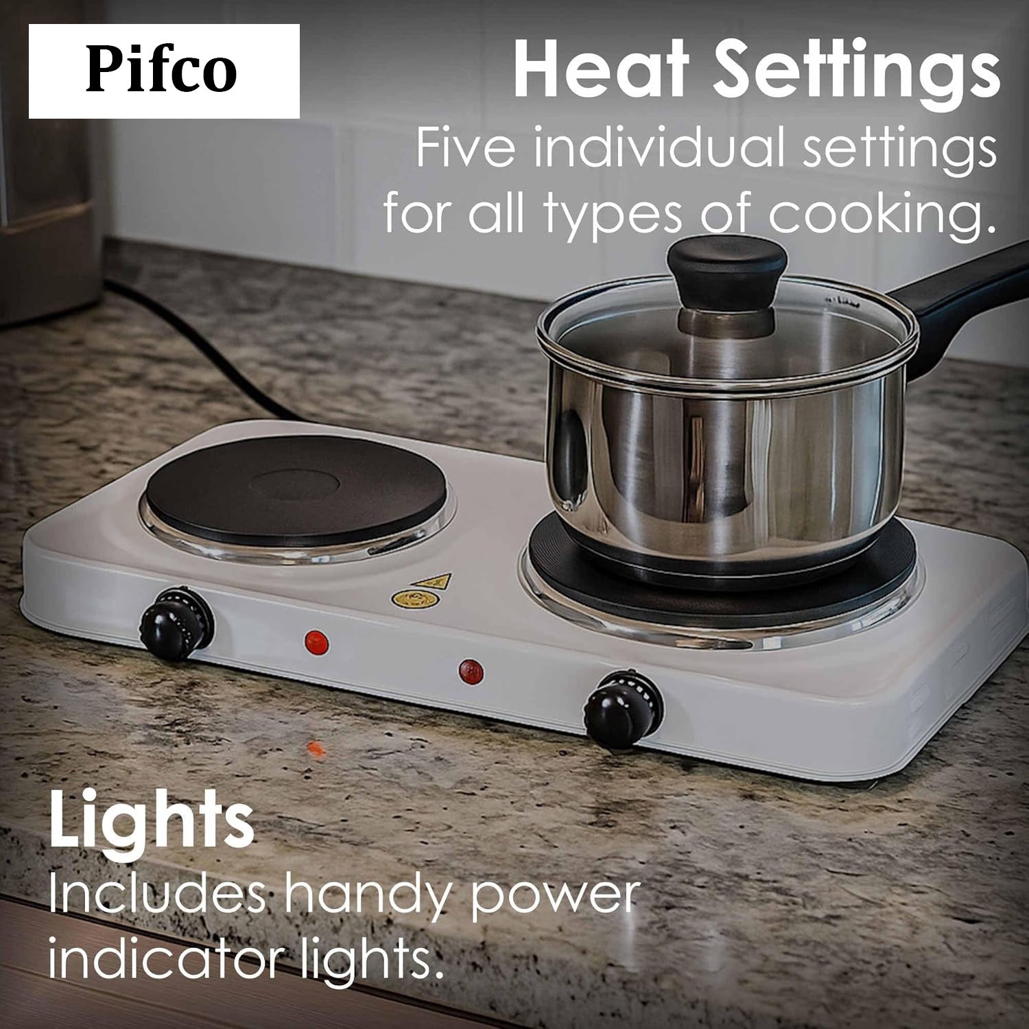 Pifco Double Hot plate, Electric Double Hob, Multifunctional and Portable, 2000W High Power, Fast and Uniform Heating, Easy to Clean,Ideal for Home, Kitchens or Travel