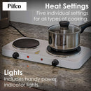 Pifco Double Hot plate, Electric Double Hob, Multifunctional and Portable, 2000W High Power, Fast and Uniform Heating, Easy to Clean,Ideal for Home, Kitchens or Travel
