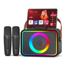 Portable Bluetooth Speaker with 2 Wireless Microphone for Adults & Kids with LED Lights, Karaoke Microphone Machine with PA System Supports USB/TF/AUX,Gift for Party (Black)
