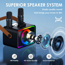 Portable Bluetooth Speaker with 2 Wireless Microphone for Adults & Kids with LED Lights, Karaoke Microphone Machine with PA System Supports USB/TF/AUX,Gift for Party (Black)