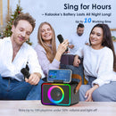 Portable Bluetooth Speaker with 2 Wireless Microphone for Adults & Kids with LED Lights, Karaoke Microphone Machine with PA System Supports USB/TF/AUX,Gift for Party (Black)