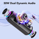Taopodo Portable Bluetooth Speaker with 30W Stereo Sound, 3 EQ Mode & 3 RGB lights, IPX7 Waterproof, 30H Playtime, TWS Wireless Pairing, Outdoor Speaker for Home, Outdoors and Hiking