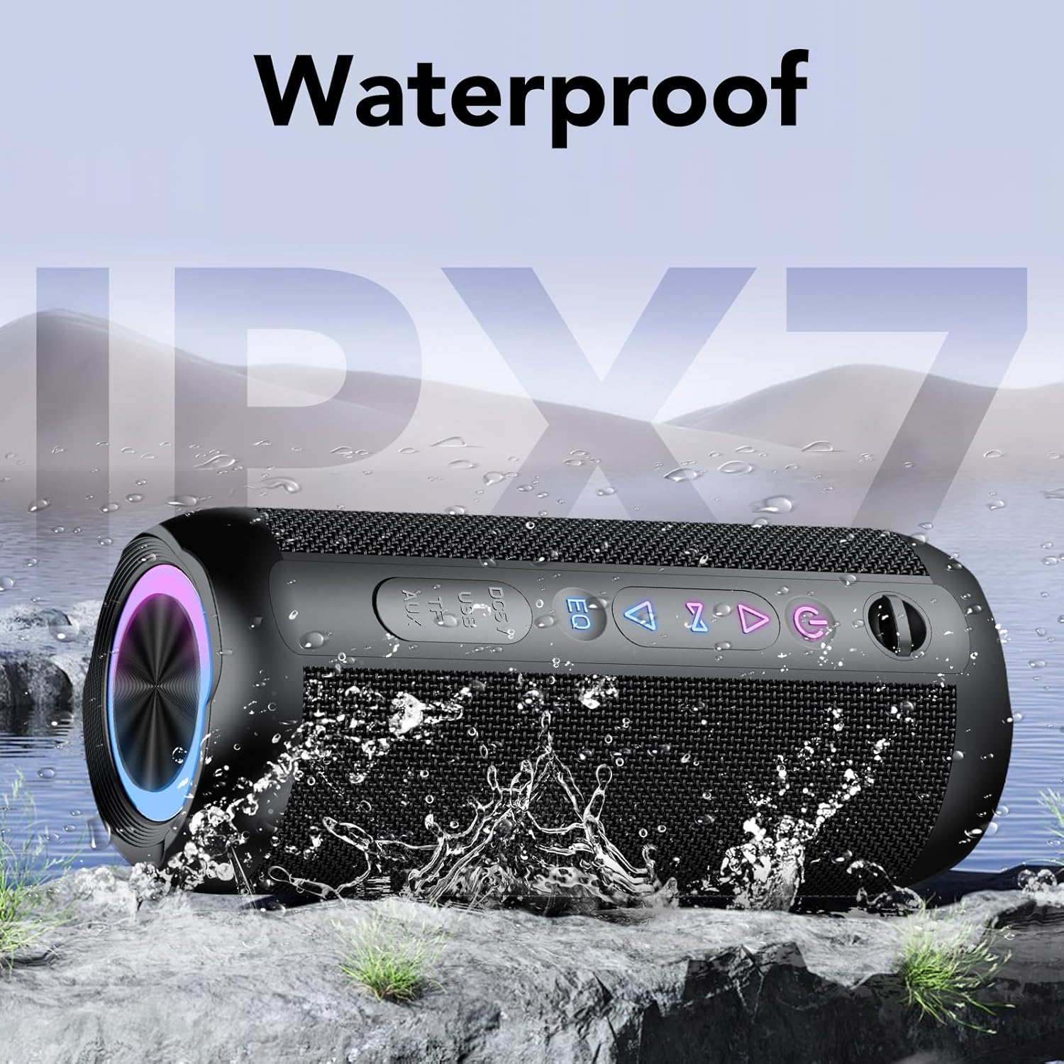 Taopodo Portable Bluetooth Speaker with 30W Stereo Sound, 3 EQ Mode & 3 RGB lights, IPX7 Waterproof, 30H Playtime, TWS Wireless Pairing, Outdoor Speaker for Home, Outdoors and Hiking