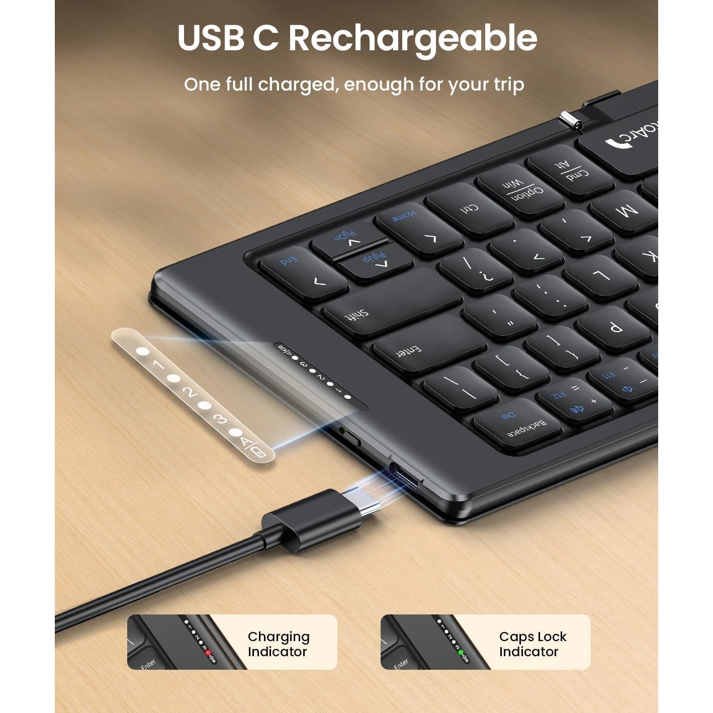 ProtoArc XK04 Portable Bluetooth Foldable Compact Keyboard with PU Leather Cover, Pocket-Sized Wireless Travel Keyboards for Smartphone, Tablet and Laptop - Black