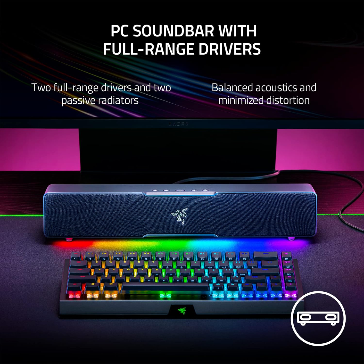 Razer Leviathan V2 X PC Soundbar with Full-Range Drivers - Compact Design - Chroma RGB - USB Type C Power and Audio Delivery - Bluetooth 5.0 - for PC, Laptop, Smartphones, Tablets & Nintendo Switch