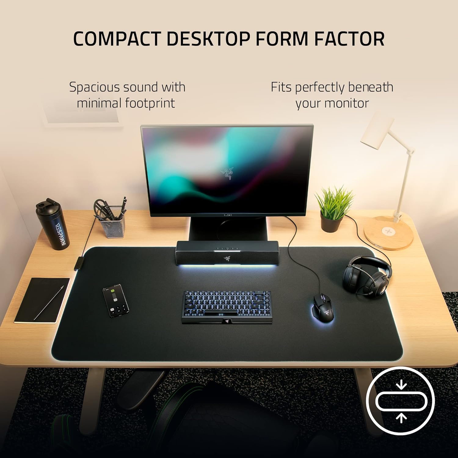 Razer Leviathan V2 X PC Soundbar with Full-Range Drivers - Compact Design - Chroma RGB - USB Type C Power and Audio Delivery - Bluetooth 5.0 - for PC, Laptop, Smartphones, Tablets & Nintendo Switch