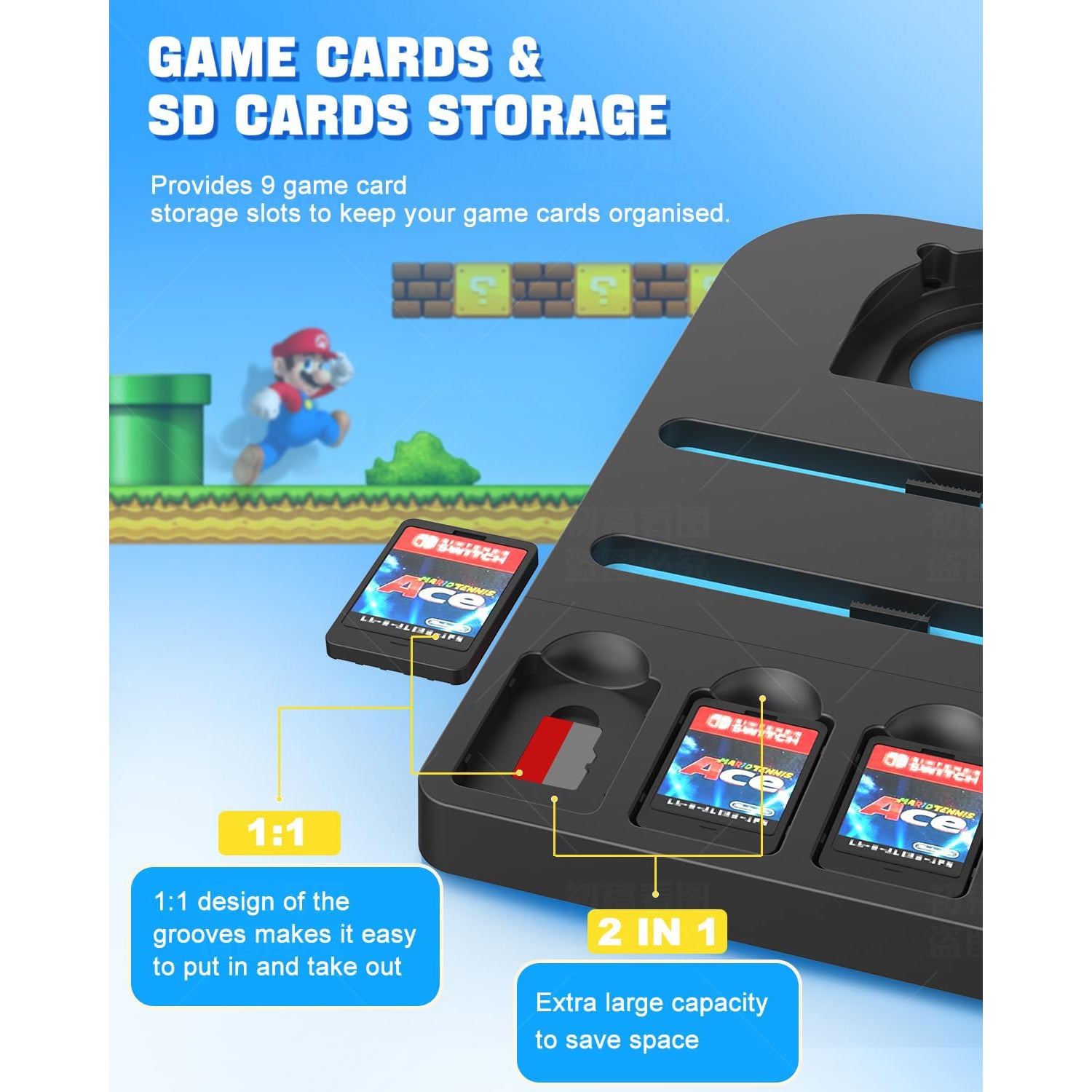 Reddening Charging Dock Storage Base for Nintendo Switch 2 JoyCon Controllers, Handle Host for NS2, RGB Light, LED Indicators, 9 Card Slots, Switch 2 Charger Station with USB Charging Cable