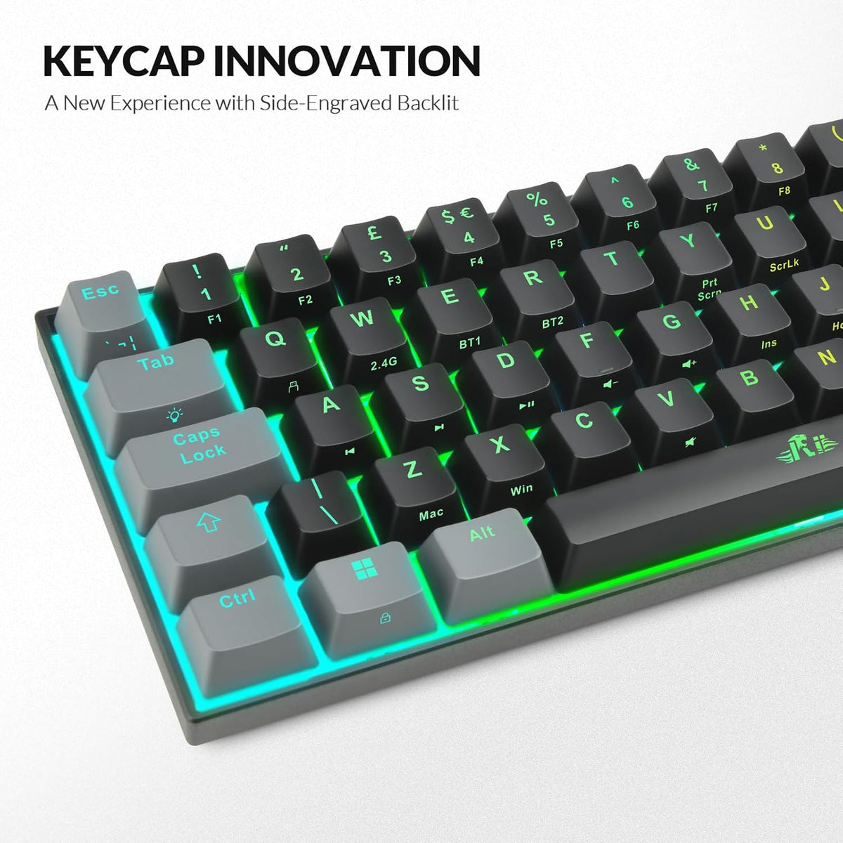 Rii Wireless Mechanical Keyboard,Tri-modes(BT5.0/2.4G/Wired),Multi-Device Gaming Keyboard,Programmable RGB Backlit &Shotcuts,UK Layout -Red Switches (UK Import)