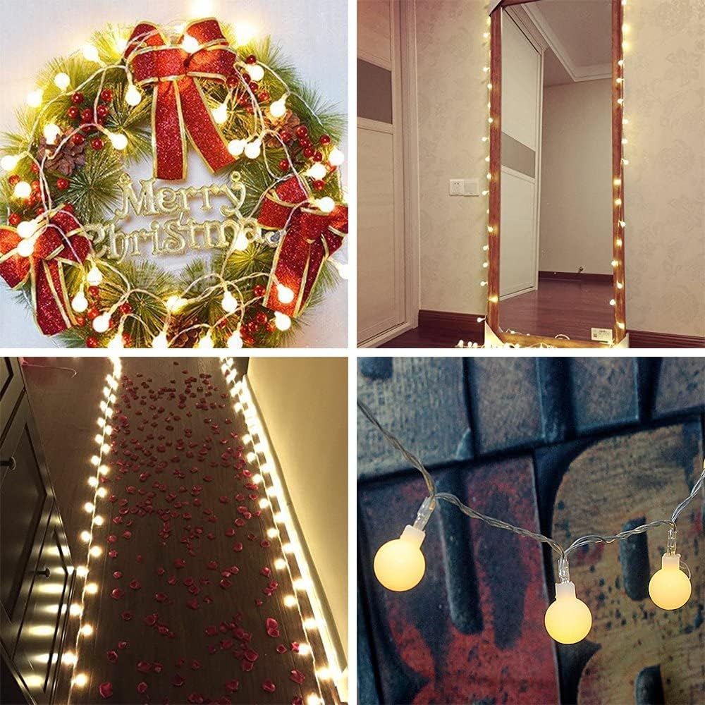 SFOUR Fairy Lights, Warm White 2 Lighting Modes, 19.68ft 40LEDs Ball IP65 Globe String Light Battery Operated, Decoraction for Indoor Lighting, Bedroom, Wedding, Party, Christmas, Tree