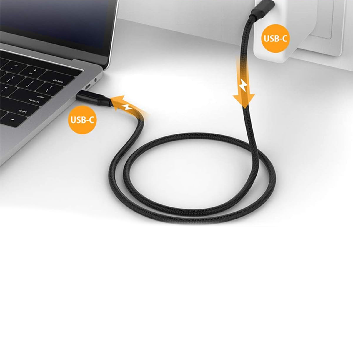 SHenRIEys USB C to C nylon braided cable For USB C Devices black