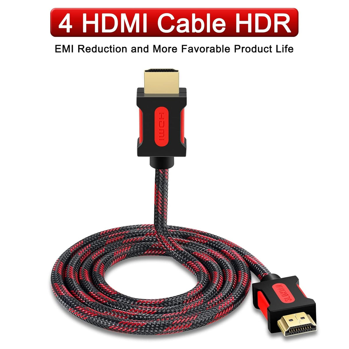 SLDXIAN 4K High Speed HDMI 2.0 Cable Over Ethernet Braided Nylon Supports 3D HDR Audio Return Compatible with PS3, PS4, PC, Projector, HDTV, Xbox (1M)