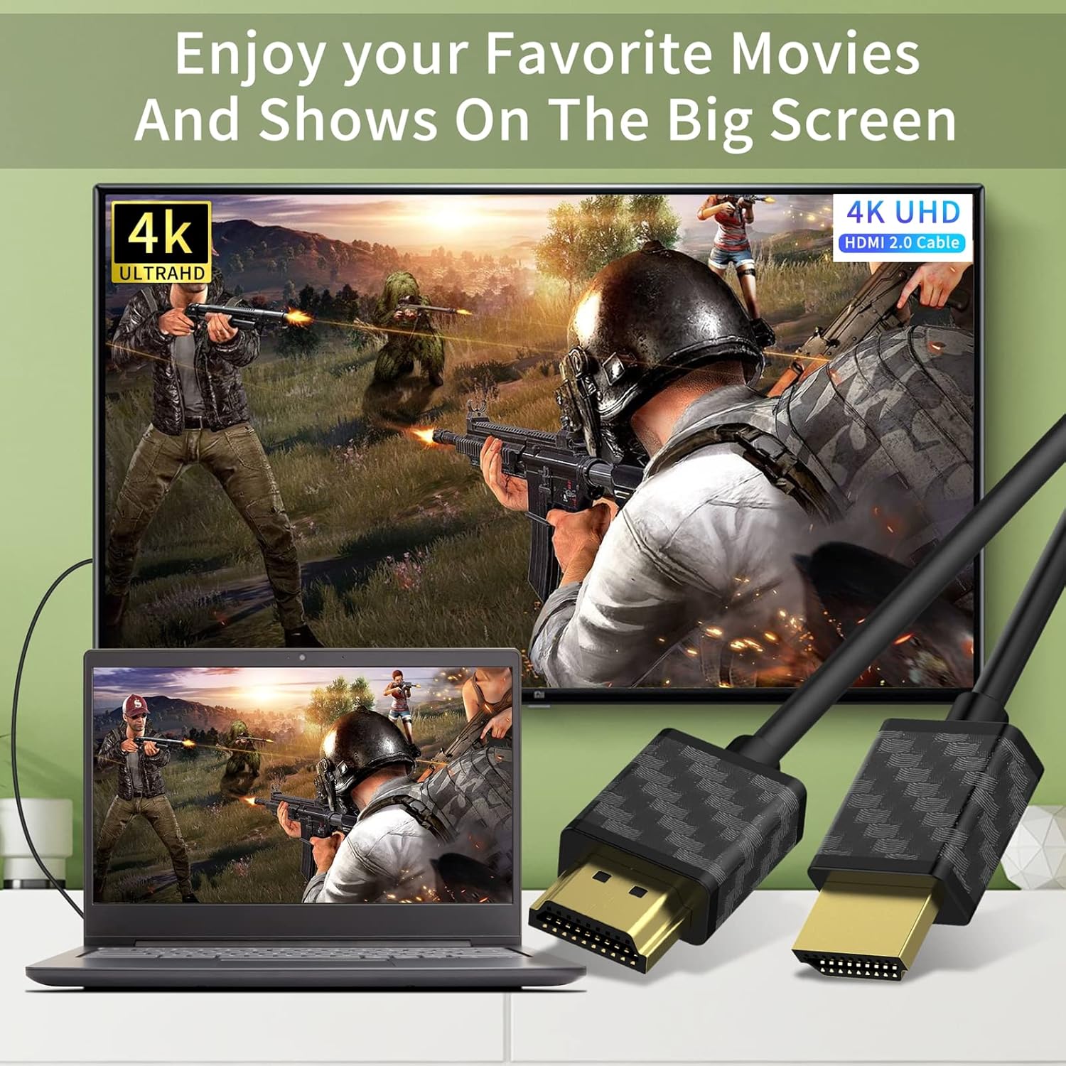 SOEYBAE 4K HDMI Cable, HDMI 2.0 Cable Supports 4K@60Hz, 3D, 2160P, 1080P, Ethernet, HDCP 2.2, ARC, Compatible for PS5/PS4, Xbox One, HDTV (3m/9.8ft) (Pack 1)
