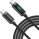 SOOPII 100W USB C Cable Nylon Braided Fast Charging Type-C Cable with LED Display 6.6FT