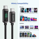 SOOPII 100W USB C Cable Nylon Braided Fast Charging Type-C Cable with LED Display 6.6FT
