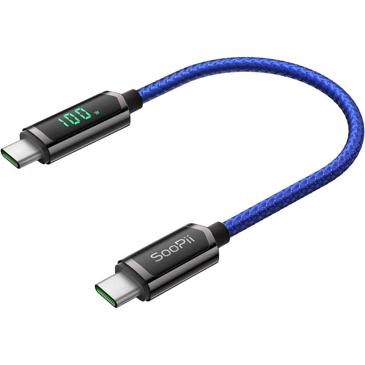 SOOPII 100W USB C to USB C Cable Nylon Braided Type-C Cable with LED Display
