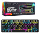 STEALTH Light Up Ultra Compact Mini Gaming Keyboard Weighted Base and Multicolour Lighting Effects - Black