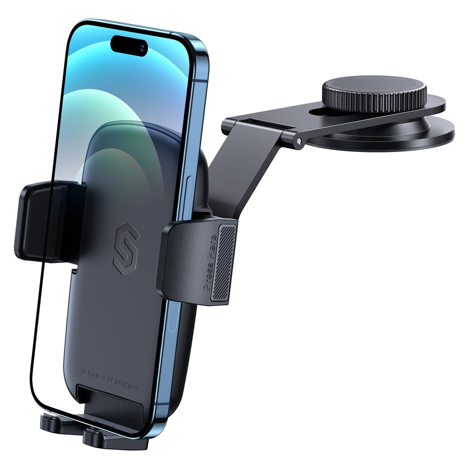 SYNCWIRE Car Phone Holder for Universal Dashboard  Foldable Aluminum Alloy Arm