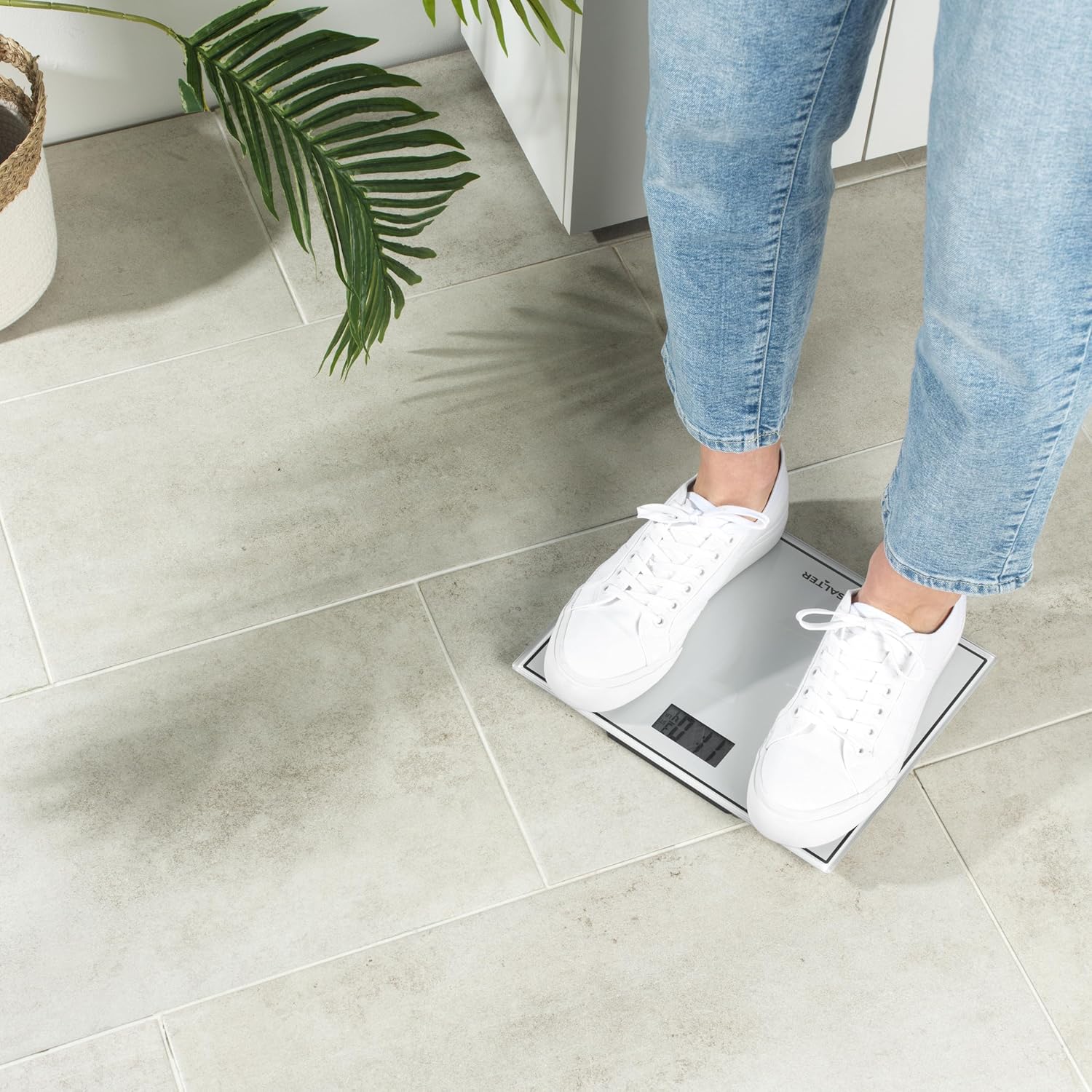 Salter Compact Electronic Digital Bodyweight Scale, 150kg Max Slim For Neat Storage