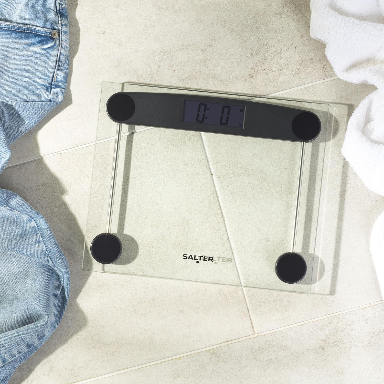 Salter Electronic Digital Glass Bathroom  Scale, 180kg Max With LCD Easy to Read Display & Compact Clear Design