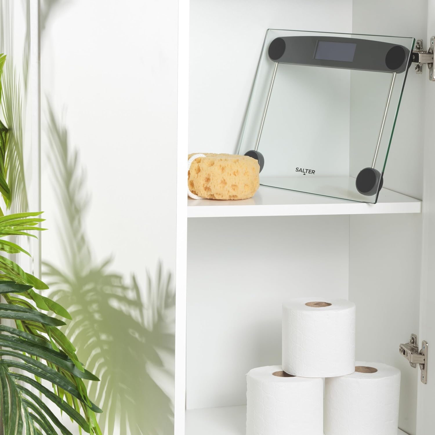 Salter Electronic Digital Glass Bathroom  Scale, 180kg Max With LCD Easy to Read Display & Compact Clear Design