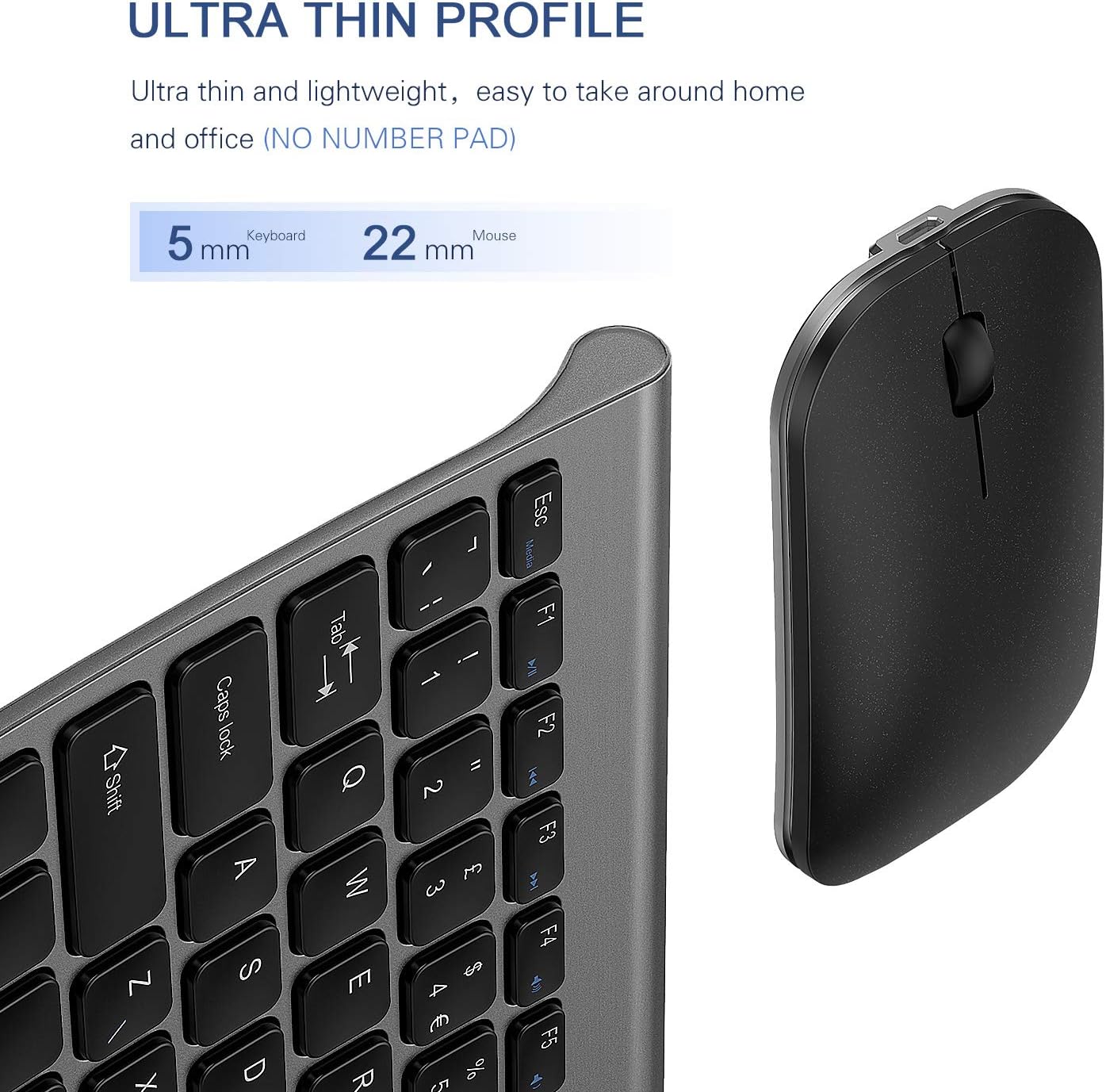 Seenda WGJP-031 Small Wireless Keyboard and Mouse, Ultra Compact Rechargeable USB Keyboard and Mouse Combo with Portable Size Low Profile Keys for Windows XP/7/8/10/11 Laptop Computer
