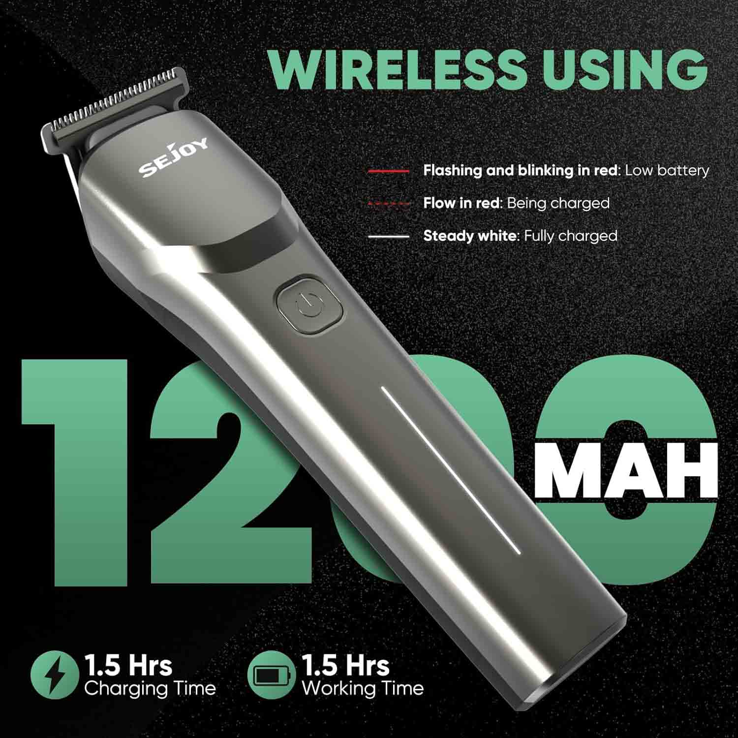 Sejoy Cordless Hair Clippers for Men Beard and Hair Trimmer