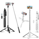 SelfieShow 71" Cell Phone Selfie Stick Tripod, Smartphone Tripod Stand with Remote, Extendable Travel Phone Selfie Stick Compatible with iP 17/16/15/14/13 Pro Max Gopro Android DJI (White)
