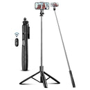 SelfieShow 71" Cell Phone Selfie Stick Tripod, Smartphone Tripod Stand with Remote, Extendable Travel Phone Selfie Stick Compatible with iP 17/16/15/14/13 Pro Max Gopro Android DJI (White)