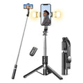 Selfie Stick Tripod with Light, 45'' Selfie Stick with Wireless Remote, Portable Phone Tripod Compatible with iP 16/15 Pro Max/15/14 Pro/14/13, Samsung S22/ S23 Ultra/Android Smartphone