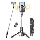 Selfie Stick Tripod with Light, 45'' Selfie Stick with Wireless Remote, Portable Phone Tripod Compatible with iP 16/15 Pro Max/15/14 Pro/14/13, Samsung S22/ S23 Ultra/Android Smartphone
